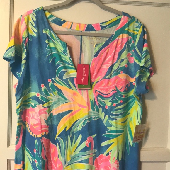 SOLD-Lilly Pulitzer flamingo 🦩 bennet blue dress - Picture 4 of 10